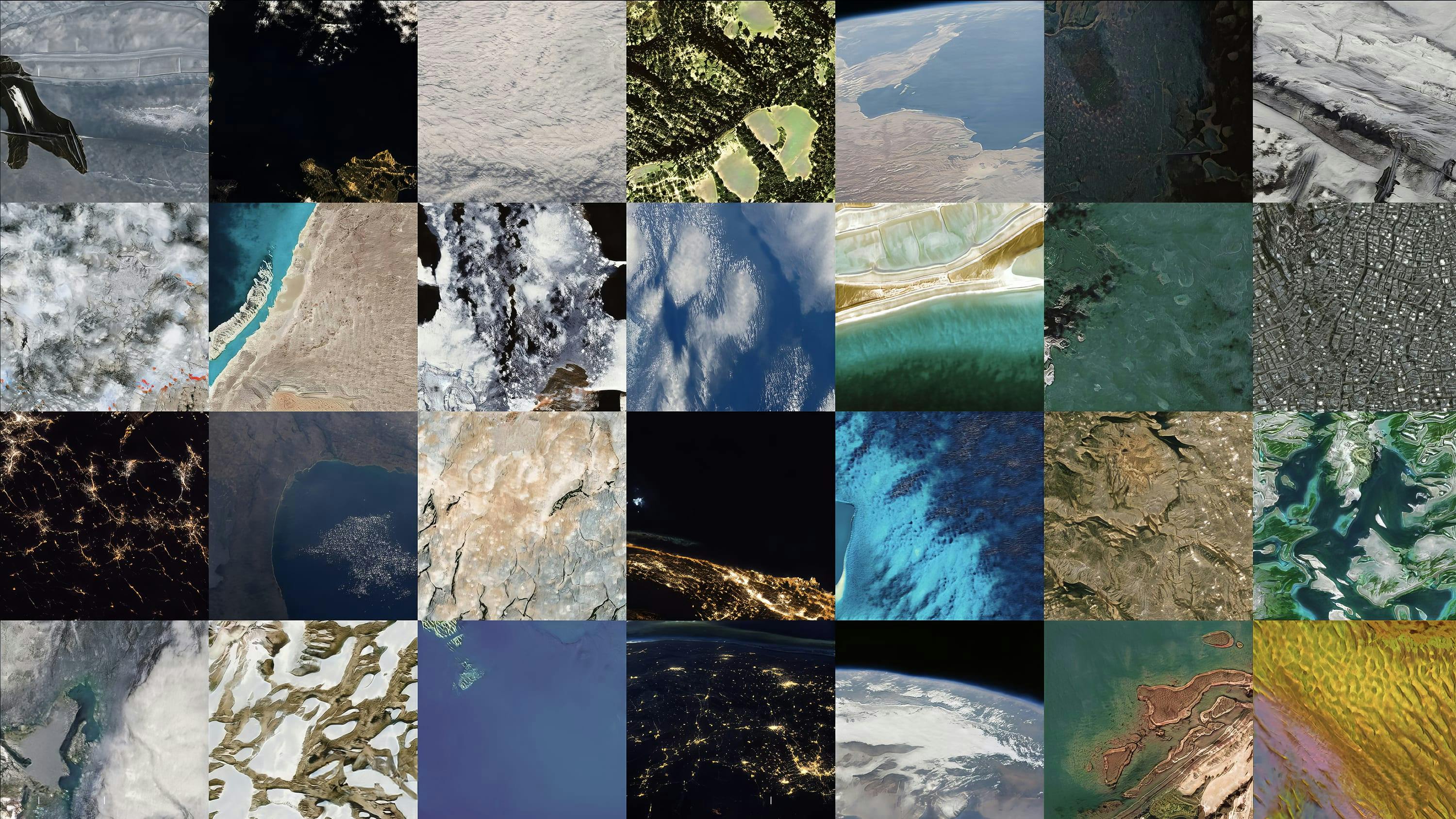 A grid of various images from a satellite