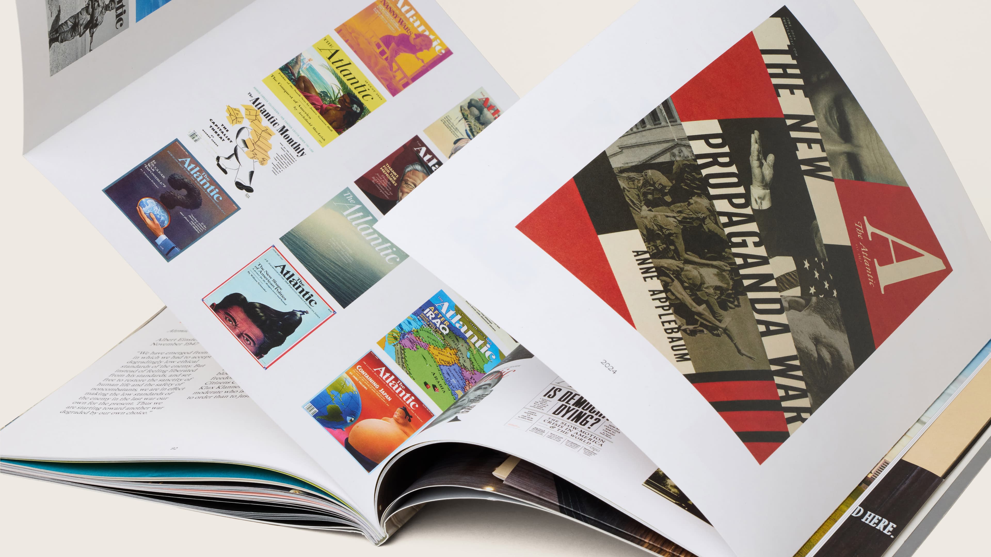 Magazine spread with trifold