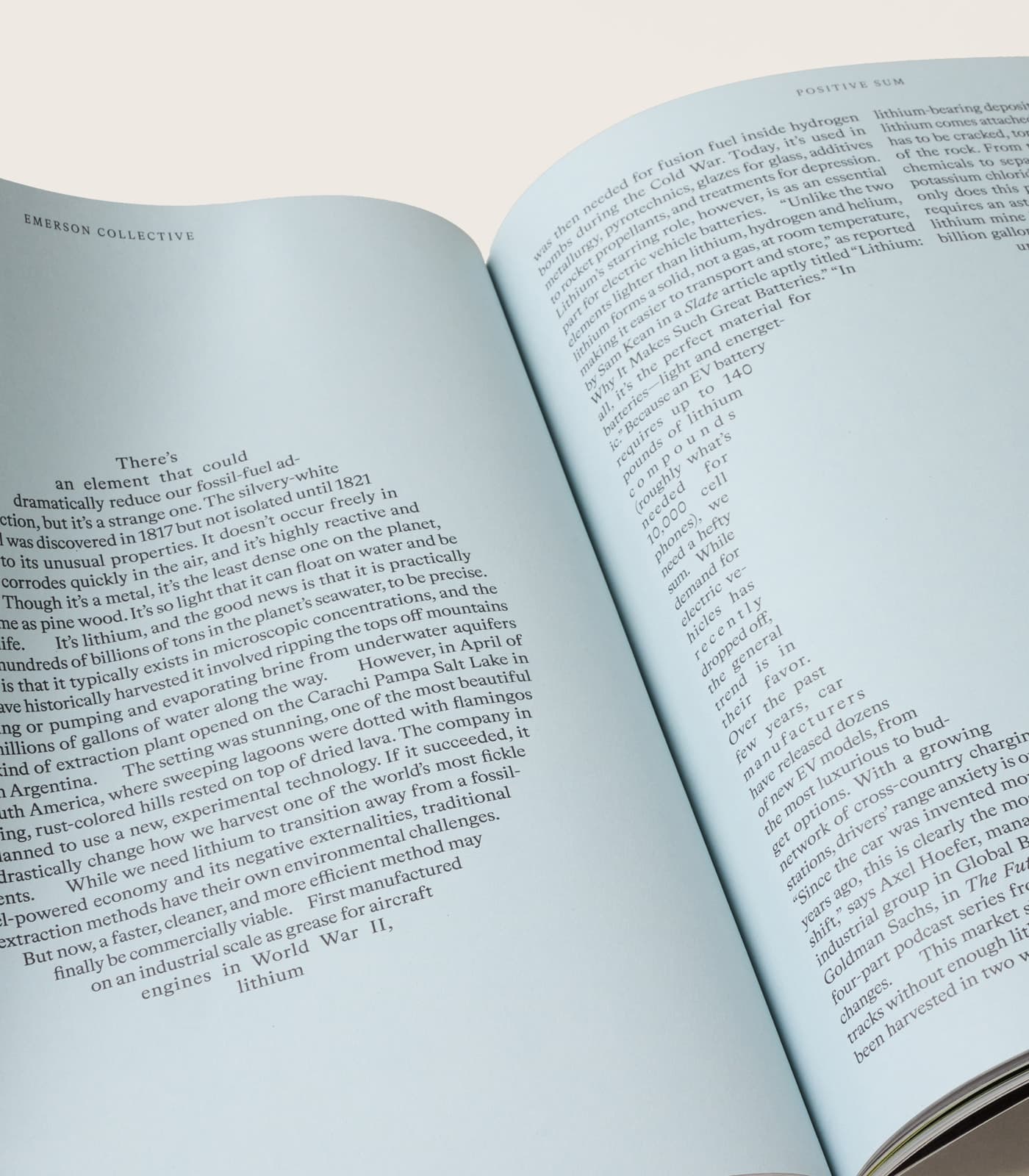 Spread of magazine with a circle of text and the inverse of a circle of text