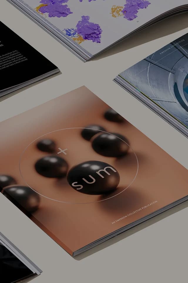 Spread of various pages of the positive sum magazine