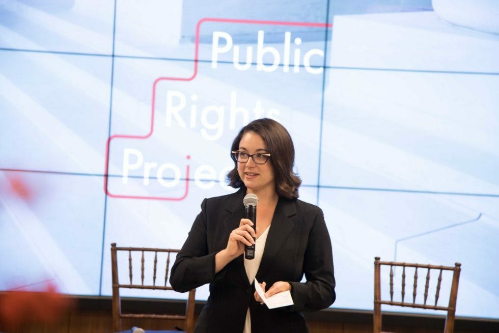 Jill Habig, founder of Public Rights Project, a non-profit that helps state, local, and tribal governments fight for the rights of their communities by providing them with the expertise they need to enforce the laws already on their books.