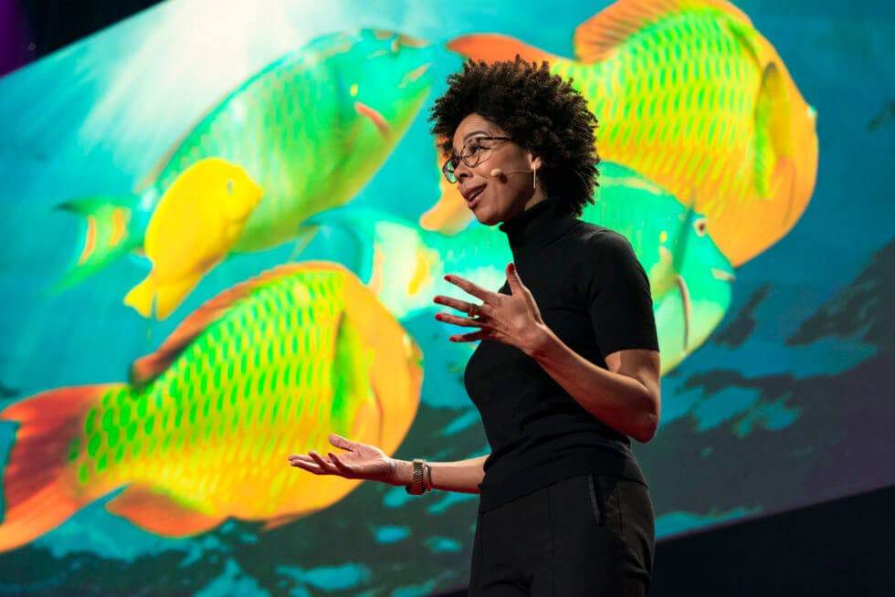 Ayana Elizabeth Johnson onstage at TED 2019.